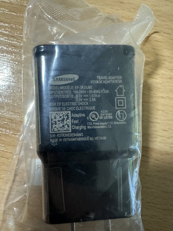 Samsung Adaptive Fast Charging USB Wall Charger EP-TA20JBE Power Adapter - Black - Зображення 3